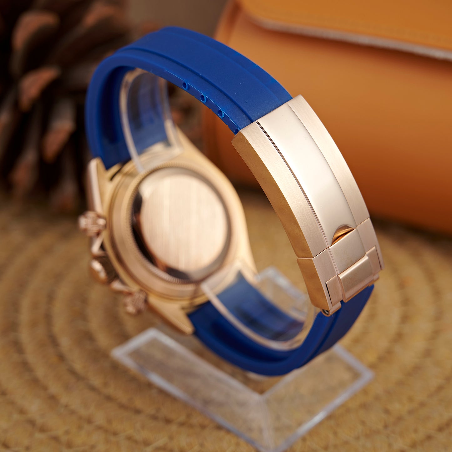 MOD DAYTO BLUE PINKGOLD RUBBER - MONTRE A PAPY - Montre automatique seiko mod Avec