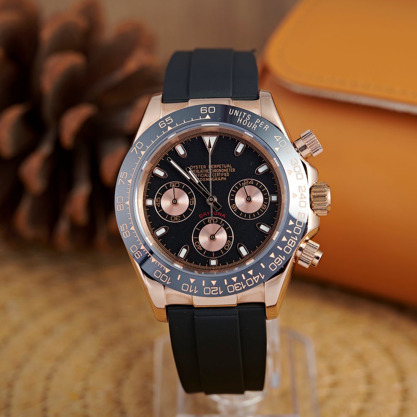 MOD DAYTO BLACK PINKGOLD RUBBER - MONTRE A PAPY - Montre automatique seiko mod Avec