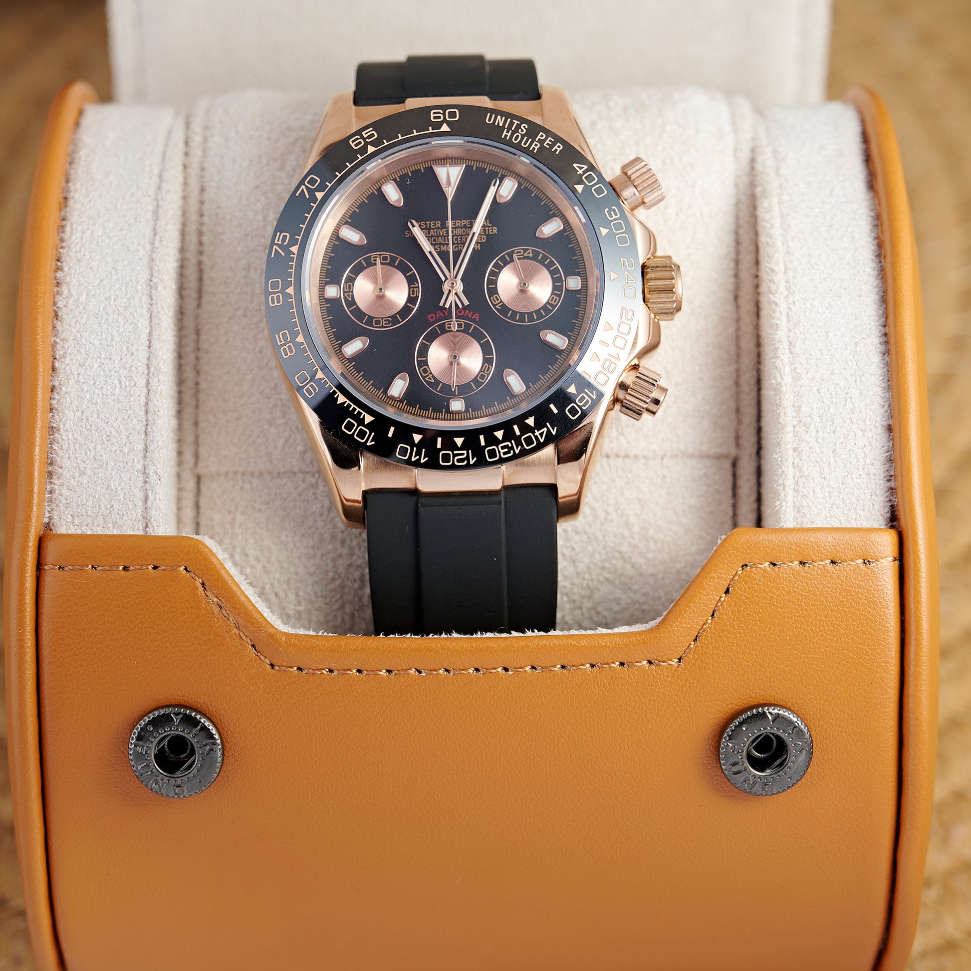 MOD DAYTO BLACK PINKGOLD RUBBER - MONTRE A PAPY - Montre automatique seiko mod Avec