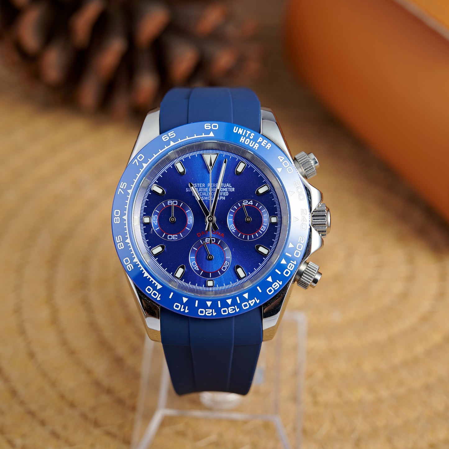 MOD DAYTO BLUE SILVER RUBBER - MONTRE A PAPY - Montre automatique seiko mod Avec