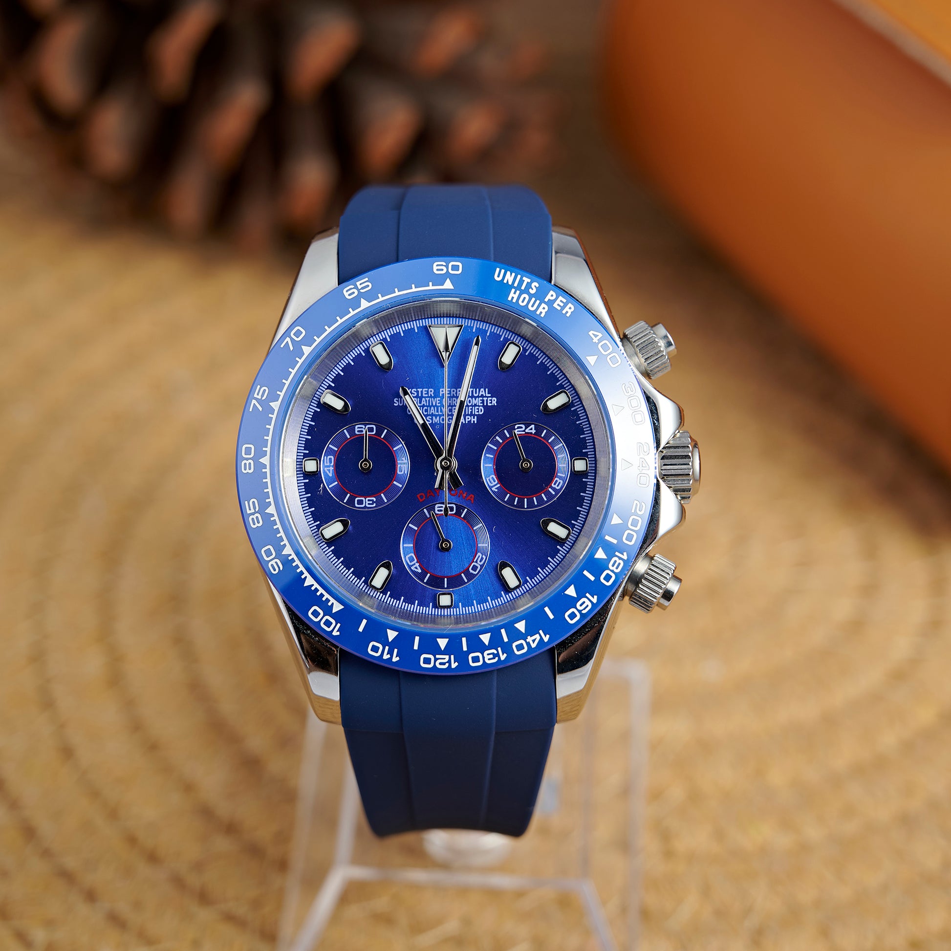 MOD DAYTO BLUE SILVER RUBBER - MONTRE A PAPY - Montre automatique seiko mod Avec