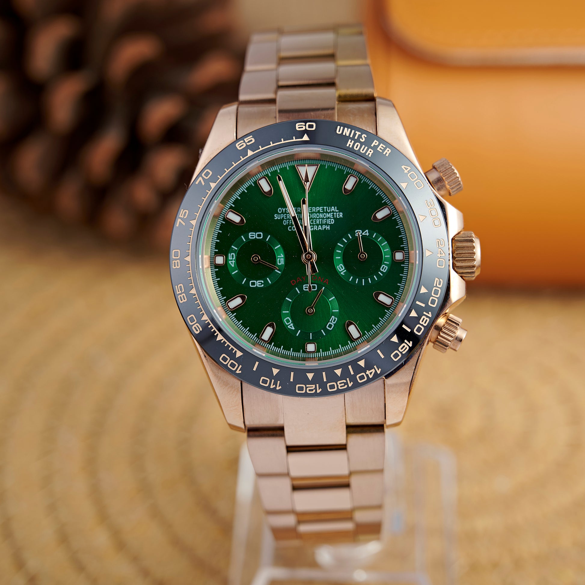 MOD DAYTO GREEN PINKGOLD - MONTRE A PAPY - Montre automatique seiko mod Avec