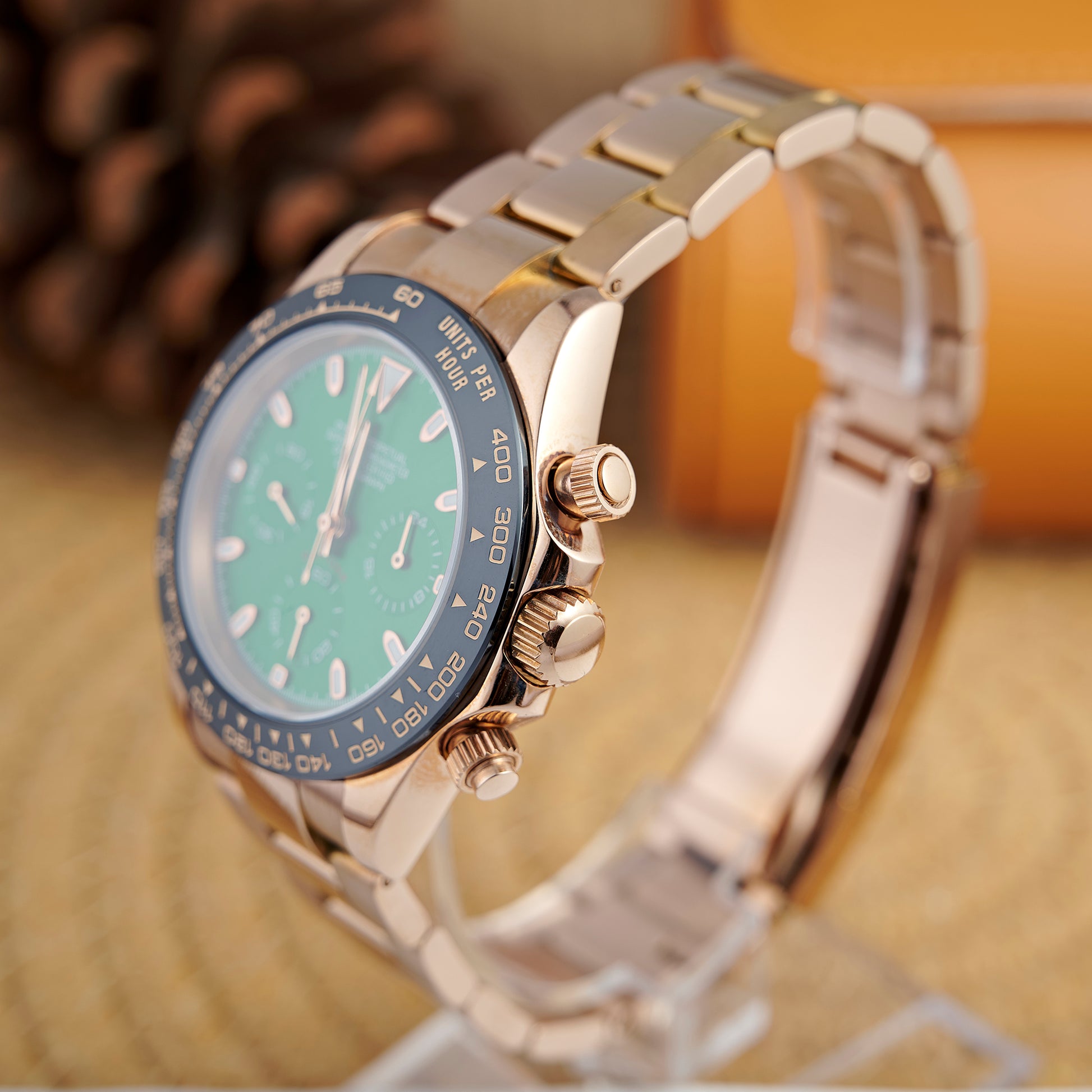 MOD DAYTO GREEN PINKGOLD - MONTRE A PAPY - Montre automatique seiko mod Avec
