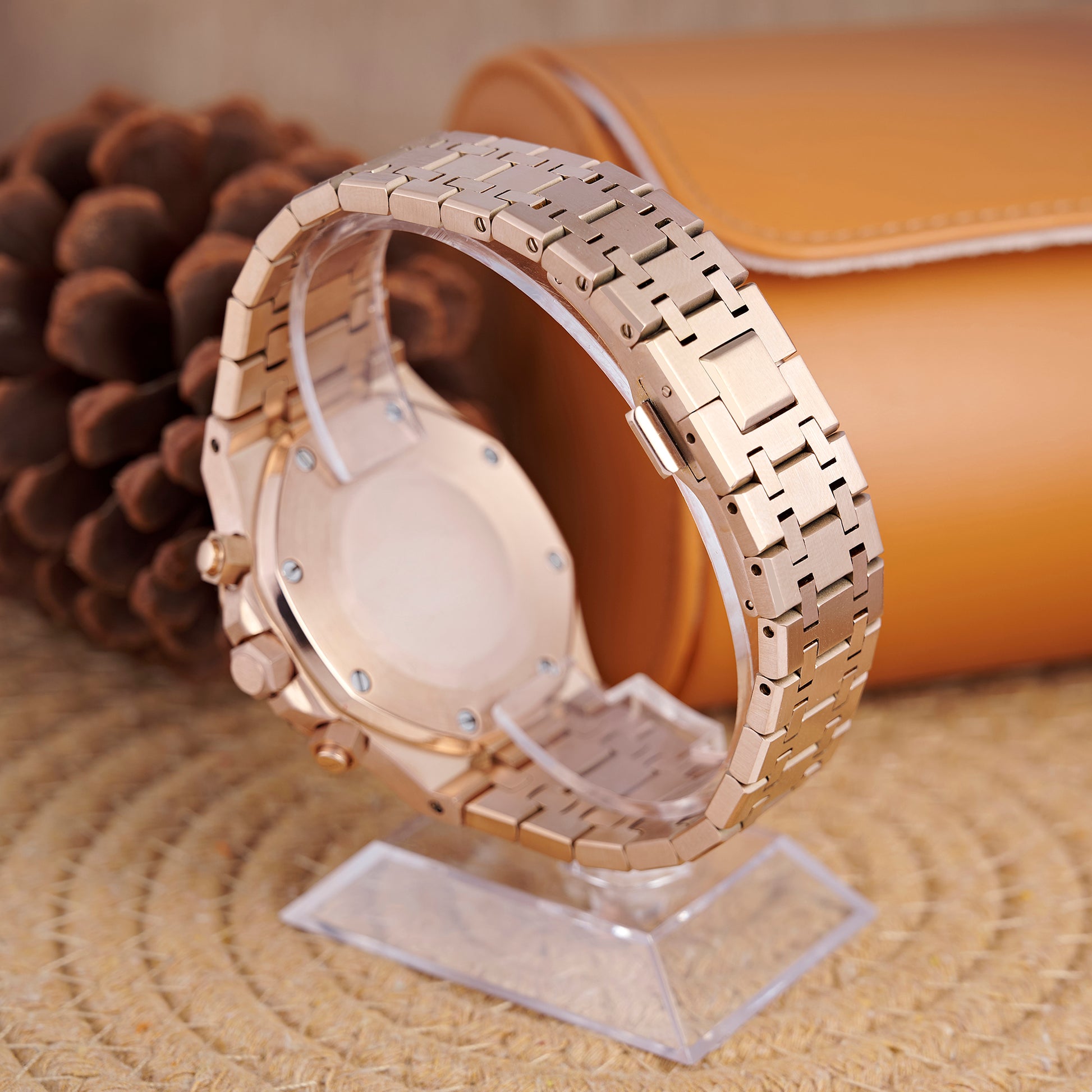 MOD OAK BLUE PINKGOLD - MONTRE A PAPY - Montre automatique seiko mod Avec