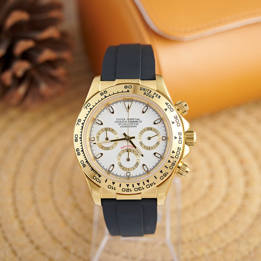 MOD DAYTO WHITE GOLD RUBBER - MONTRE A PAPY - Montre automatique seiko mod Avec