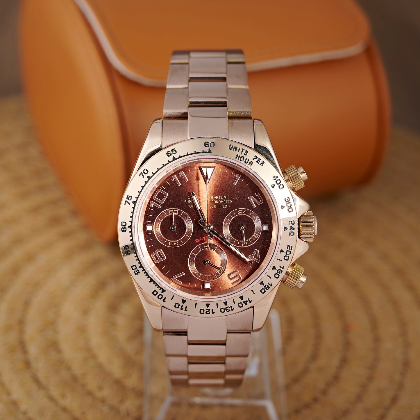 MOD DAYTO BROWN PINKGOLD - MONTRE A PAPY - Montre automatique seiko mod Avec