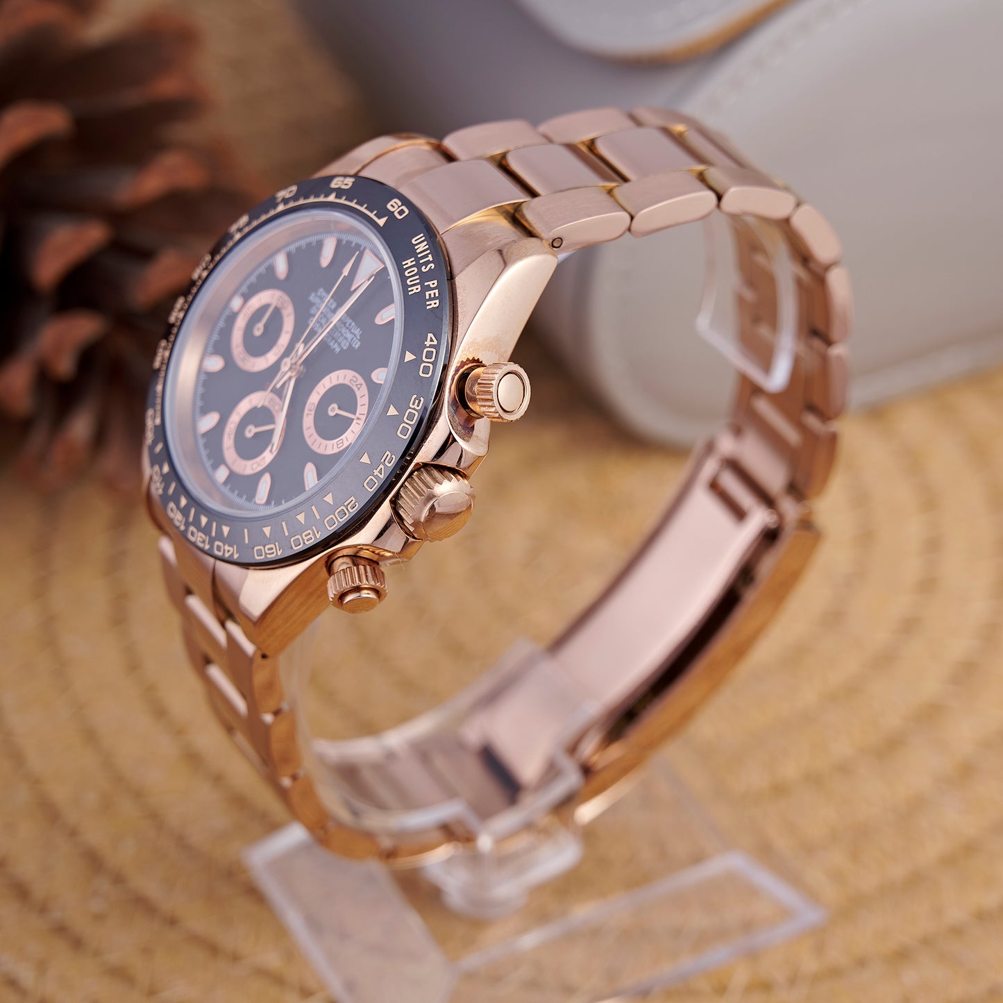 MOD DAYTO BLACK PINKGOLD - MONTRE A PAPY - Montre automatique seiko mod Avec