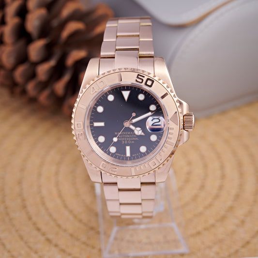 MOD YACHT BLACK PINKGOLD - MONTRE A PAPY - Montre automatique seiko mod avec
