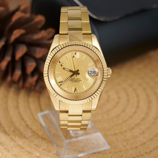 MOD DATEJUST ROMAN FULL GOLD - MONTRE A PAPY - Montre automatique seiko mod Avec