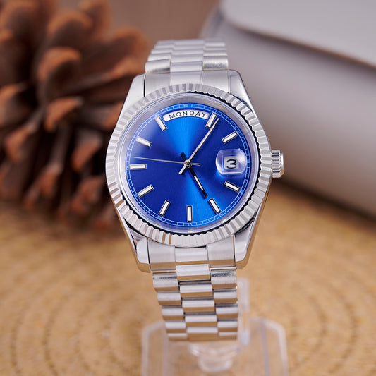 MOD DAYDATE BLUE - MONTRE A PAPY - Montre automatique seiko mod avec