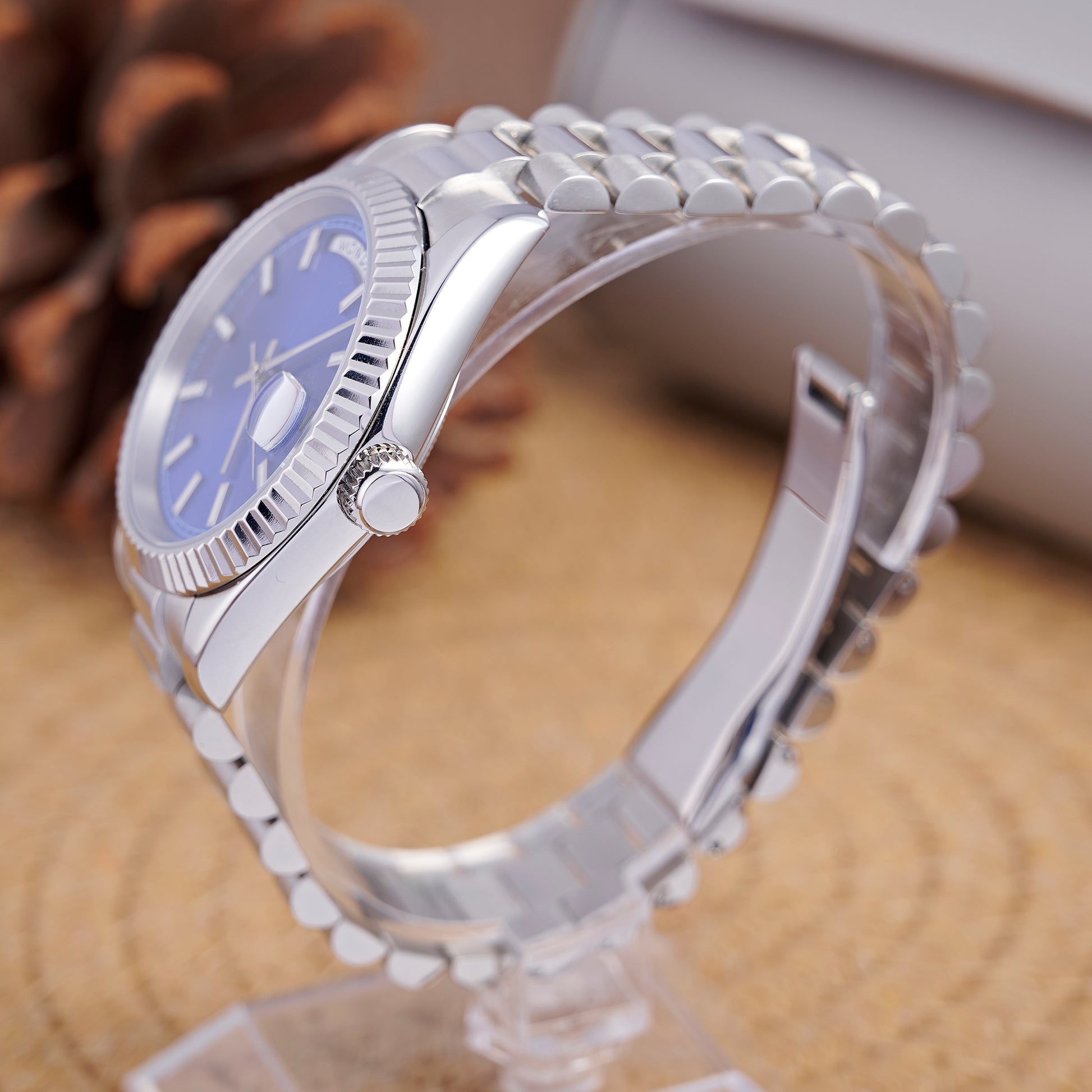 MOD DAYDATE BLUE - MONTRE A PAPY - Montre automatique seiko mod avec