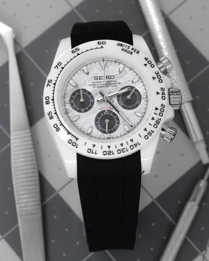 MOD DAYTONA - WHITE CERAMIC - MONTRE A PAPY - Montre automatique seiko mod