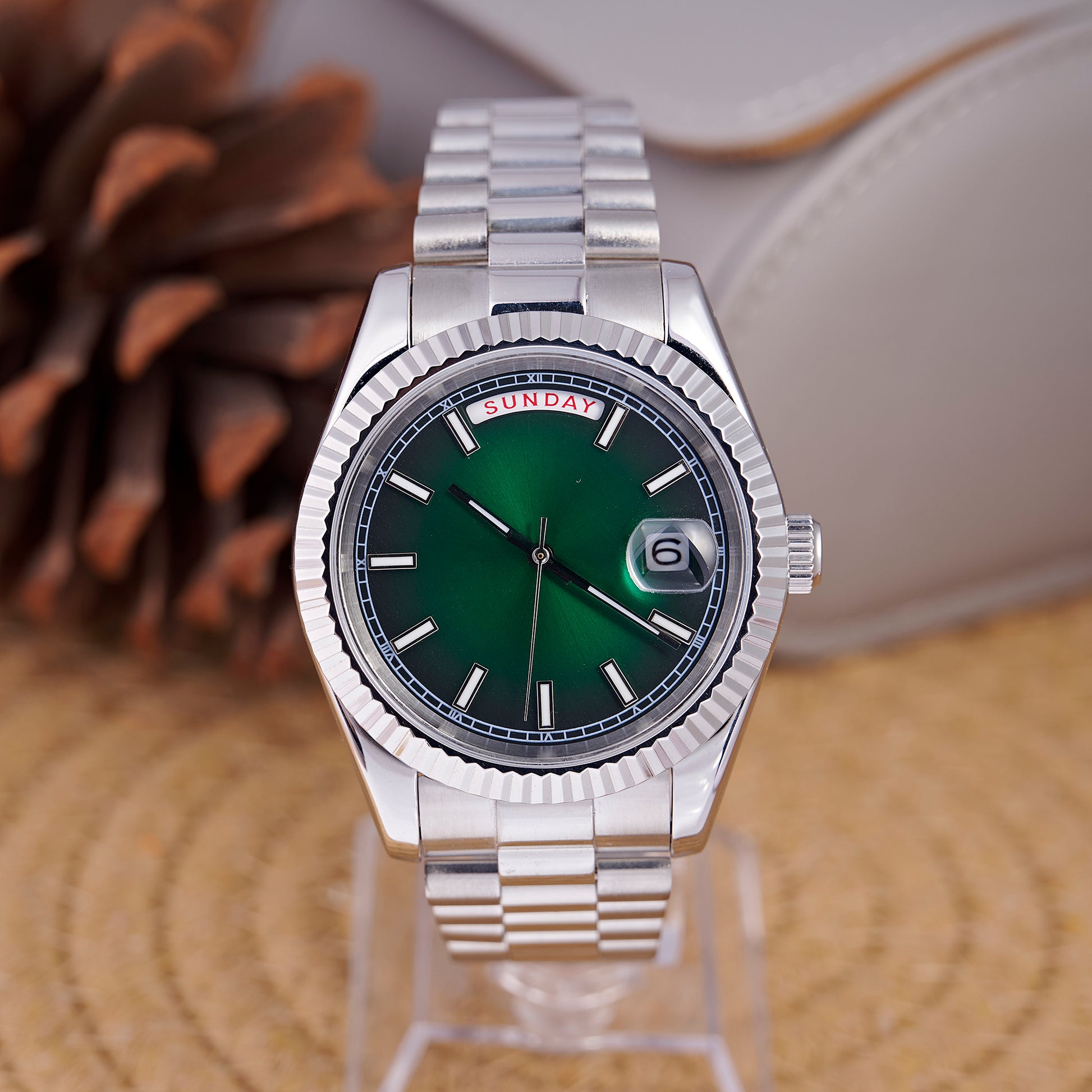 MOD DAYDATE GREEN - MONTRE A PAPY - Montre automatique seiko mod avec