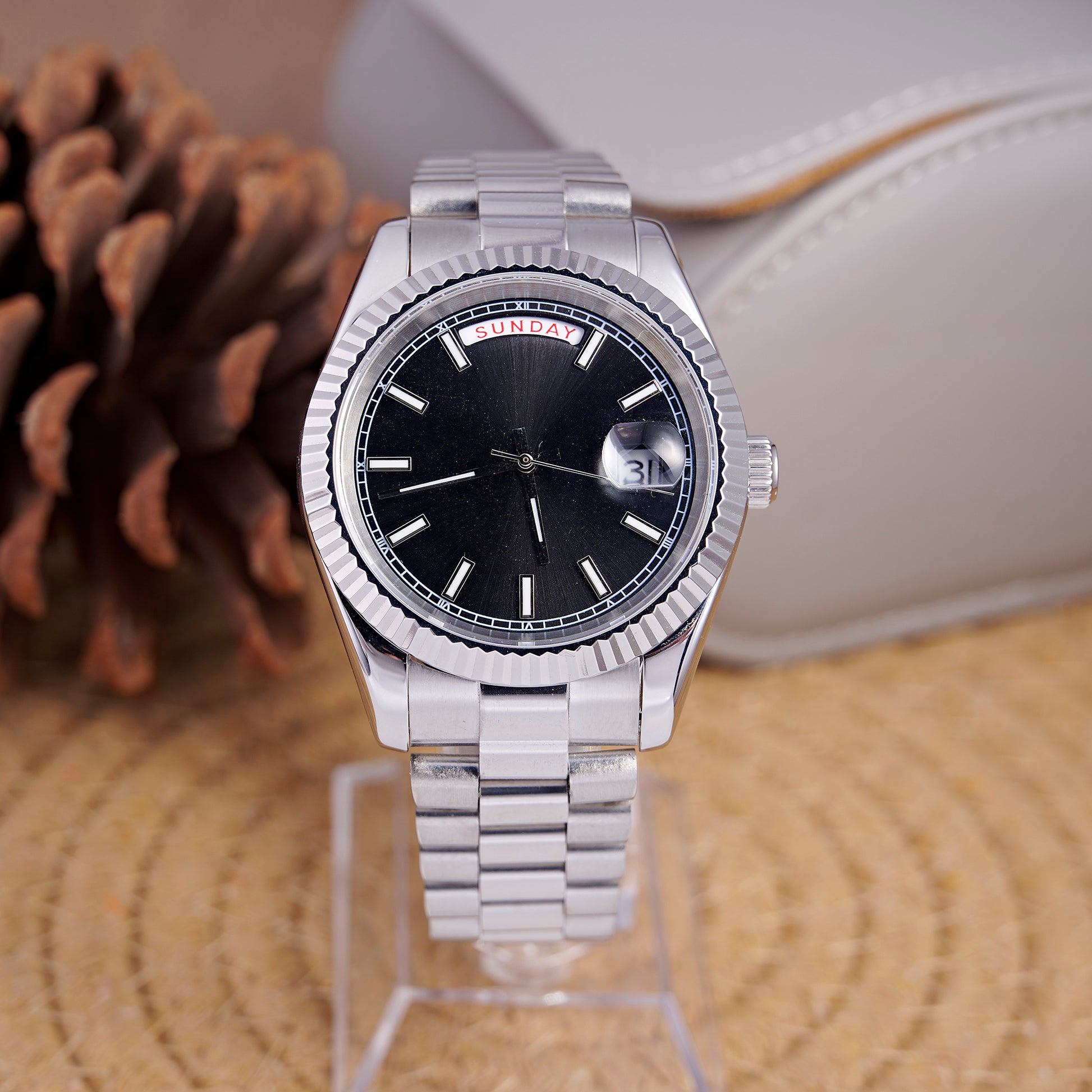 MOD DAYDATE BLACK - MONTRE A PAPY - Montre automatique seiko mod avec