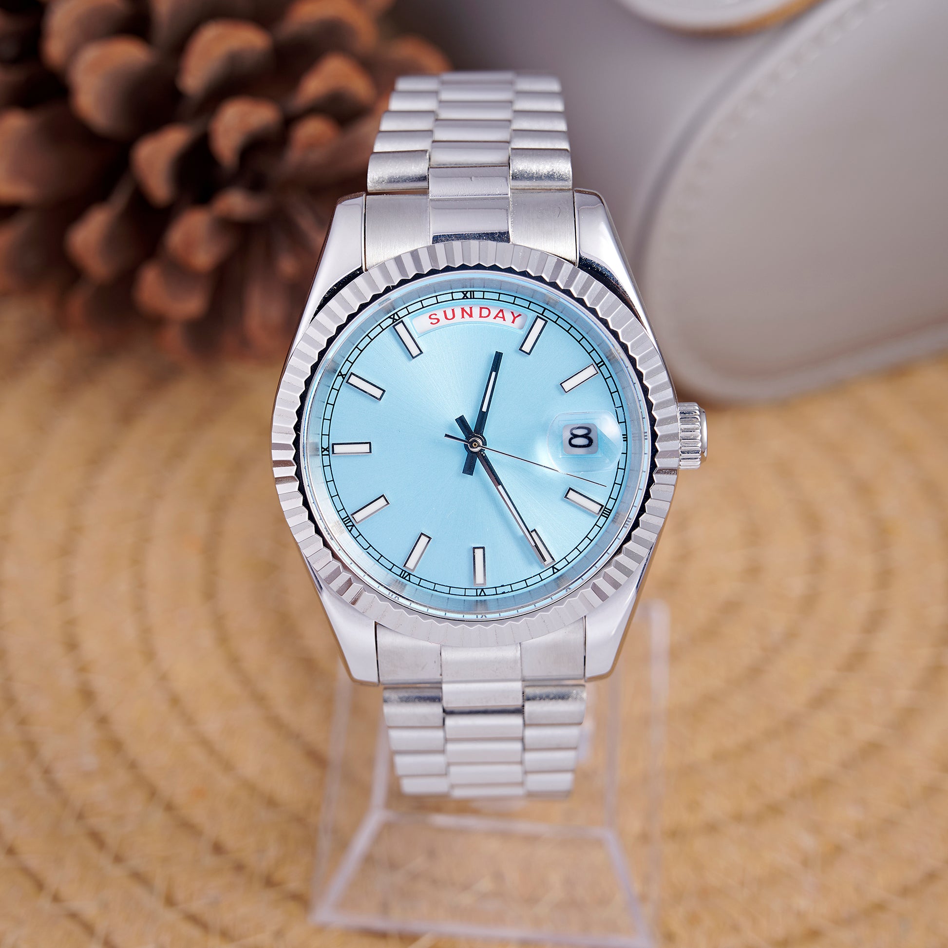 MOD DAYDATE ICE BLUE - MONTRE A PAPY - Montre automatique seiko mod avec