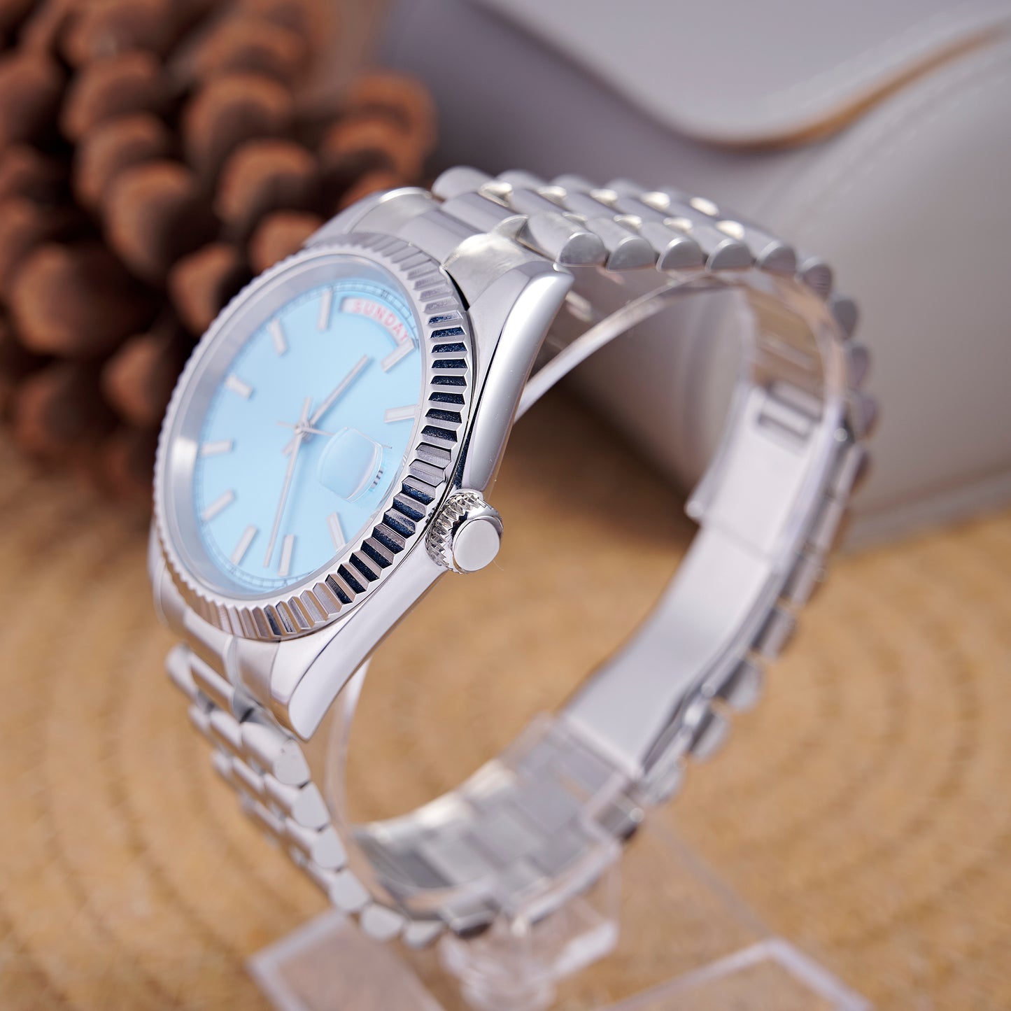 MOD DAYDATE ICE BLUE - MONTRE A PAPY - Montre automatique seiko mod avec