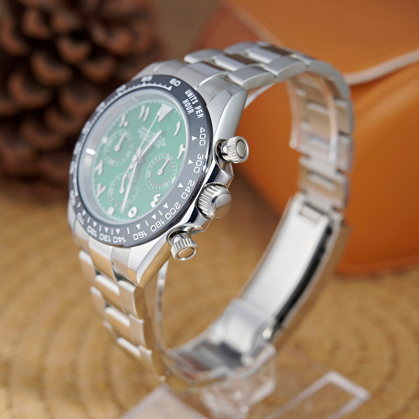 MOD DAYTO ARABIC GREEN SILVER - MONTRE A PAPY - Montre automatique seiko mod Avec