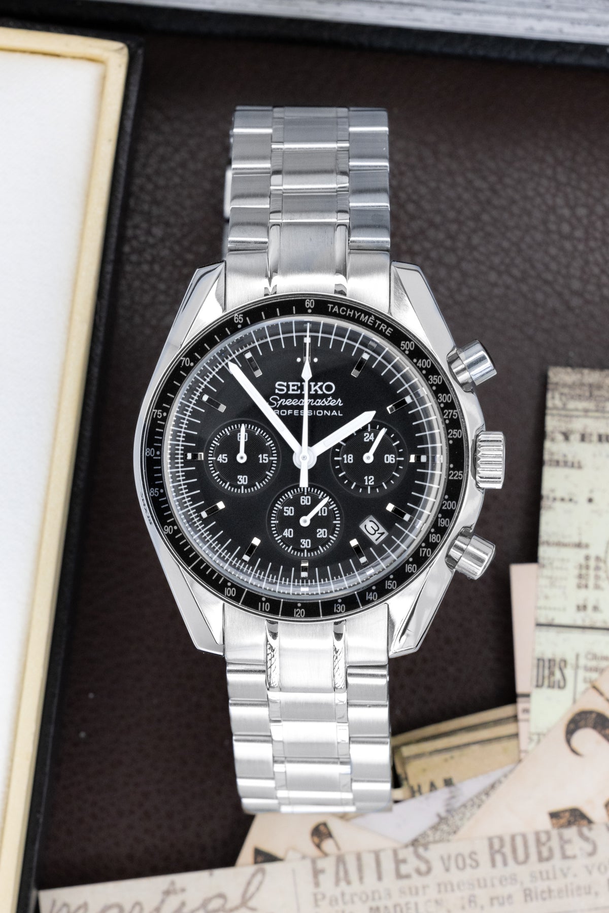 MOD SPEEDMASTER DATE - BLACK - MONTRE A PAPY - Montre automatique seiko mod