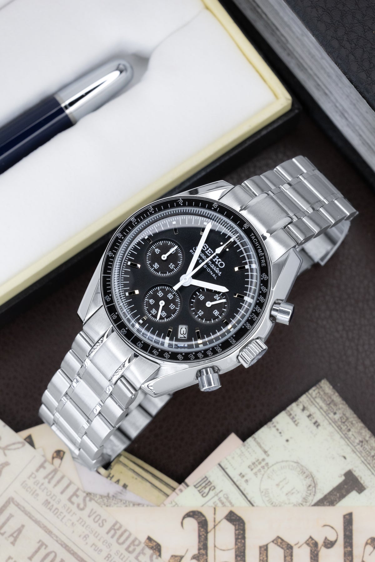 MOD SPEEDMASTER DATE - BLACK - MONTRE A PAPY - Montre automatique seiko mod