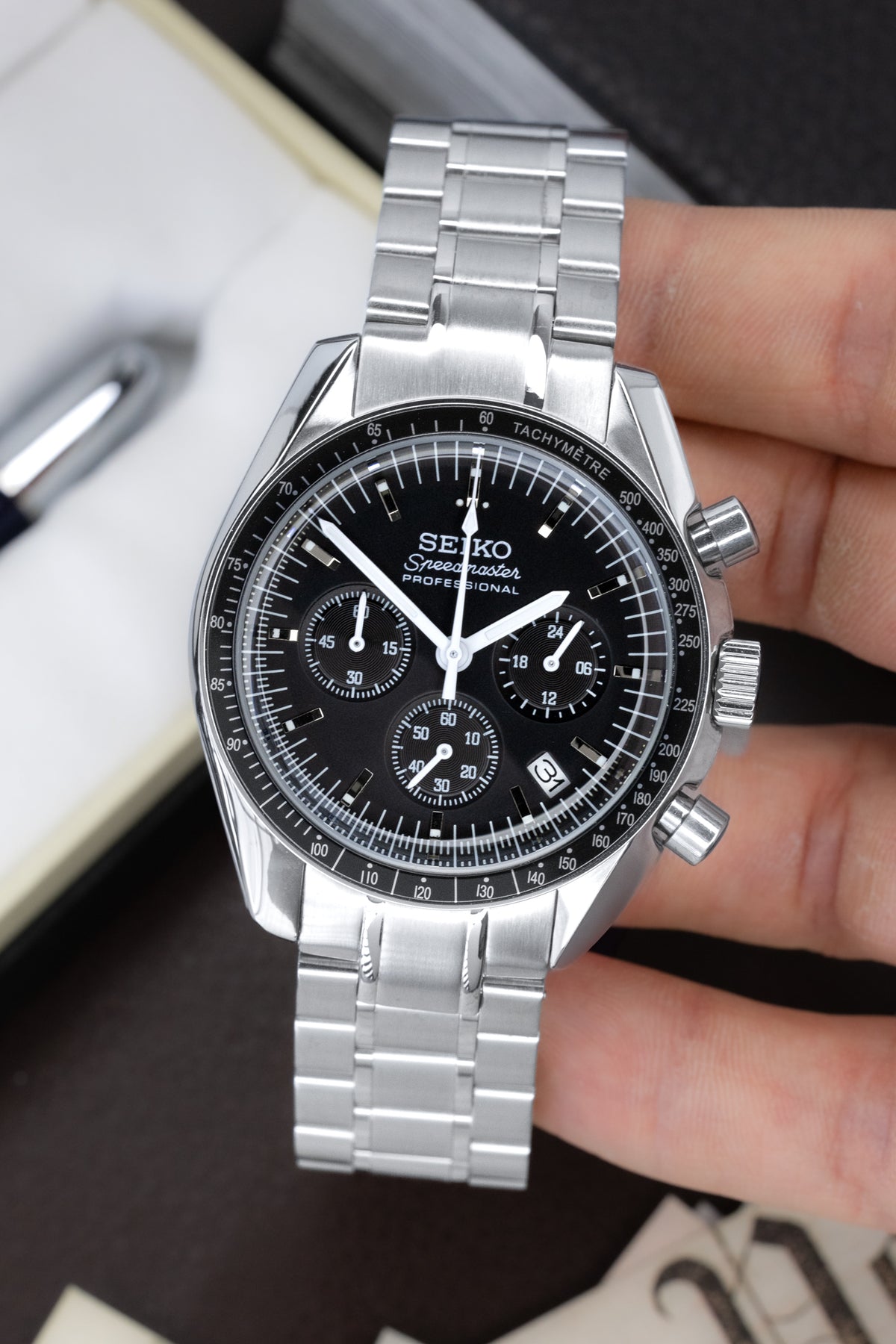 MOD SPEEDMASTER DATE - BLACK - MONTRE A PAPY - Montre automatique seiko mod