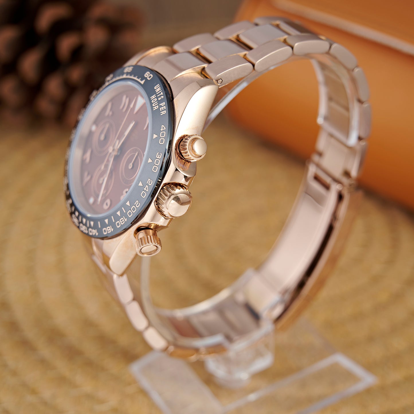 MOD DAYTO ARABIC BROWN PINKGOLD - MONTRE A PAPY - Montre automatique seiko mod Avec