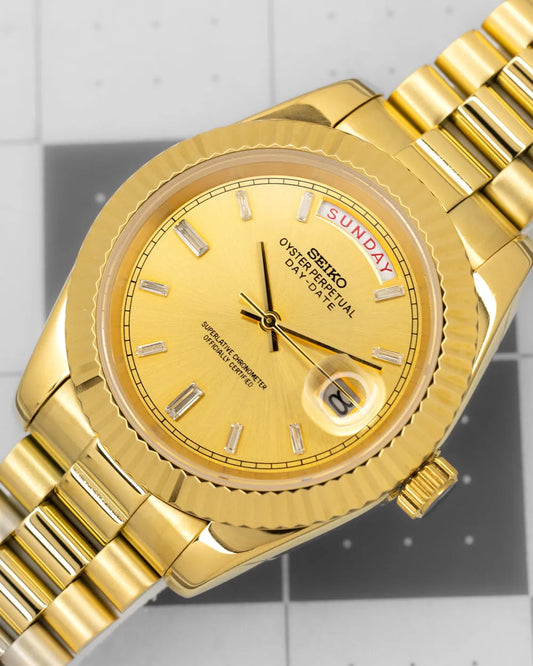 MOD DAY DATE - FULL GOLD - MONTRE A PAPY - Montre automatique seiko mod