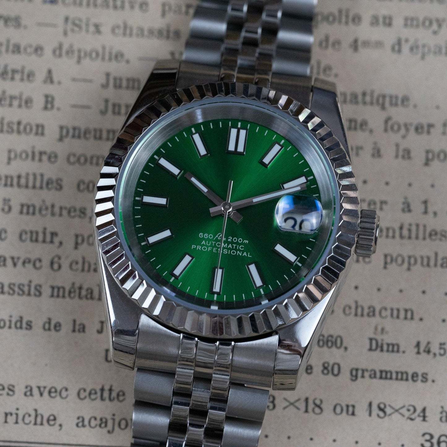 MOD DATE JUST - GREEN 2 - MONTRE A PAPY - Montre automatique seiko mod