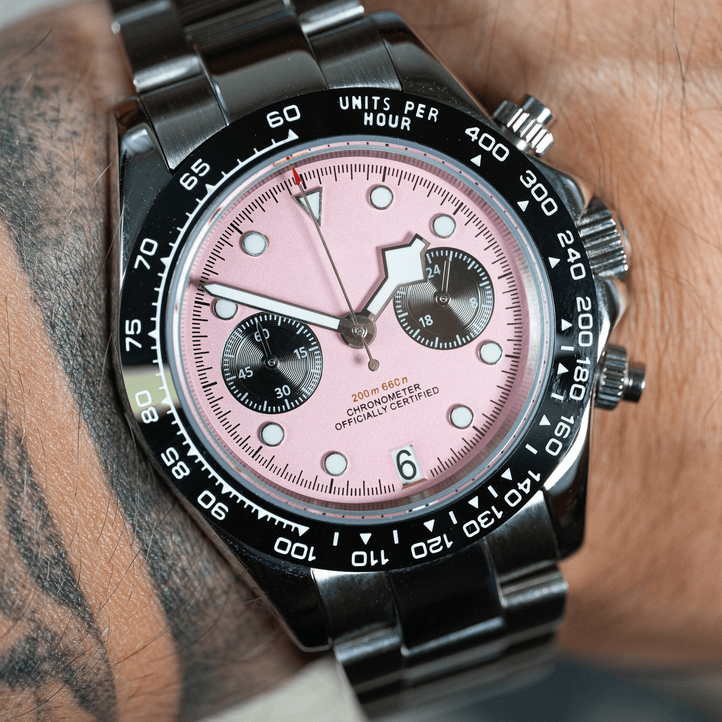 MOD BLACK BAY - PINK VK63 - MONTRE A PAPY - Montre automatique seiko mod avec