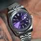 MOD DATE JUST - PURPLE - MONTRE A PAPY - Montre automatique seiko mod avec