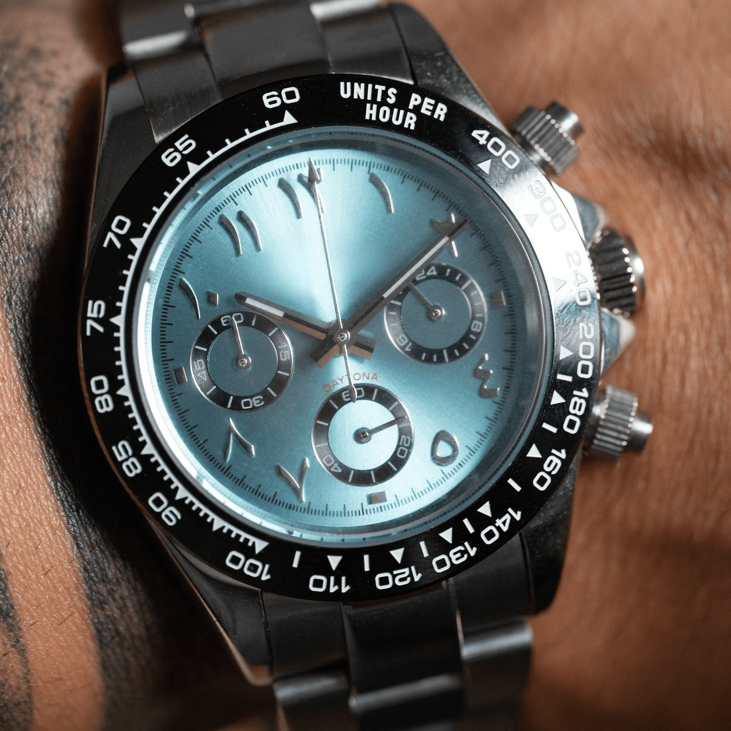 MOD DAYTONA - ARABIC ICE BLUE VK63 - MONTRE A PAPY - Montre automatique seiko mod avec