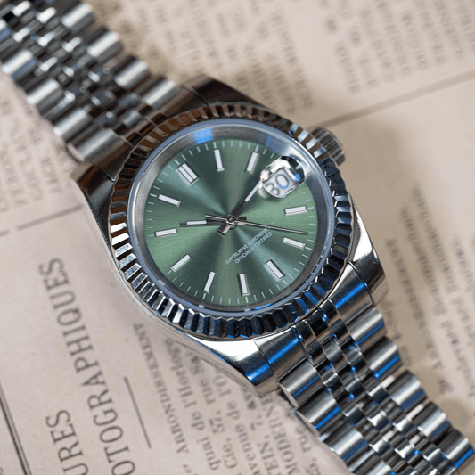 MOD DATE JUST - MINT GREEN - MONTRE A PAPY - Montre automatique seiko mod avec
