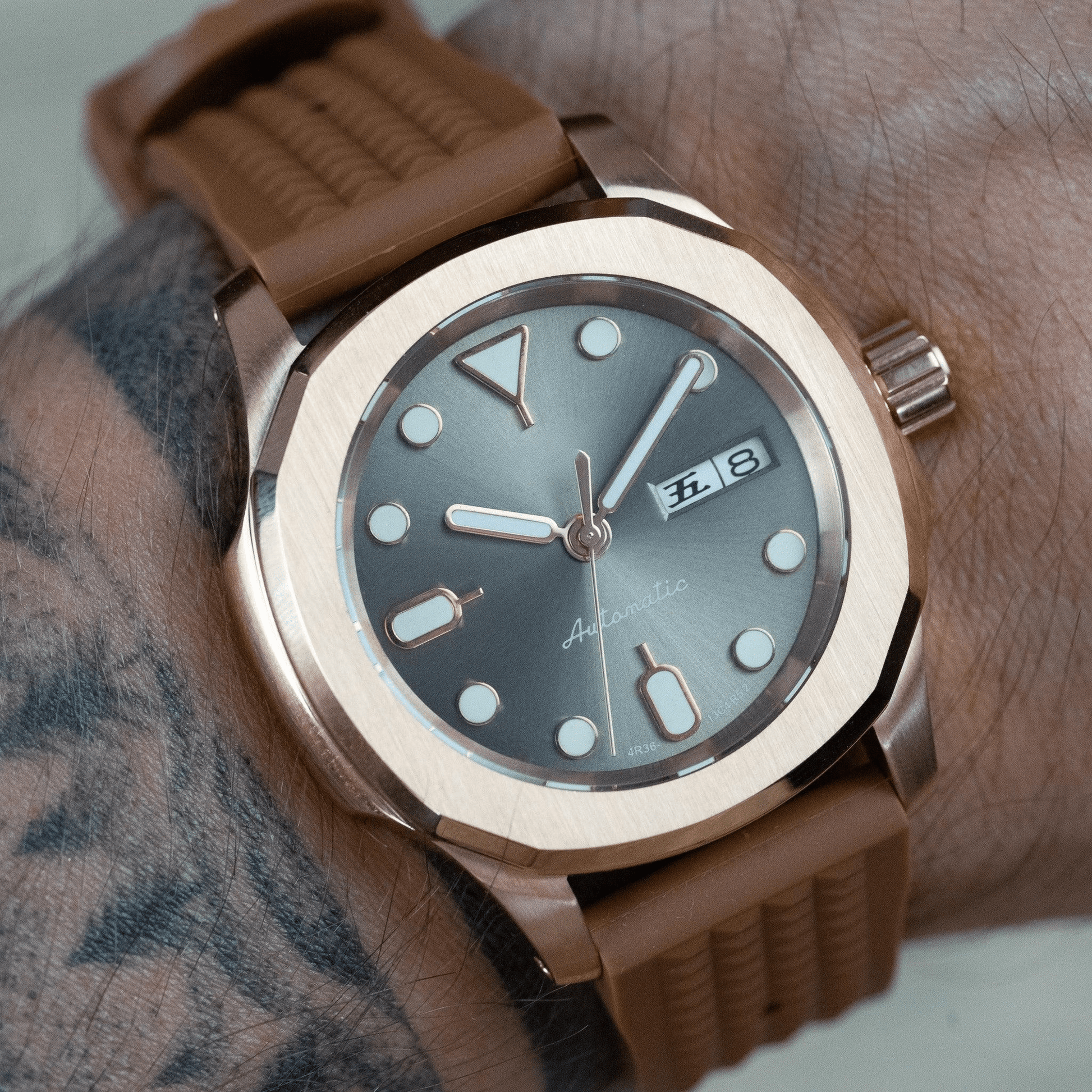 MOD AQUA PINK GOLD - MONTRE A PAPY - Montre automatique seiko mod avec
