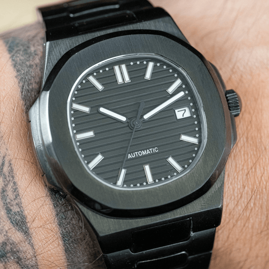 MOD NAUTILUS - FULL BLACK 2 - MONTRE A PAPY - Montre automatique seiko mod avec