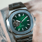 MOD NAUTILUS - DARK GREEN OPEN HEART - MONTRE A PAPY - Montre automatique seiko mod avec