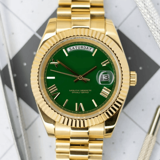 MOD DAY DATE - GOLD GREEN - MONTRE A PAPY - Montre automatique seiko mod avec