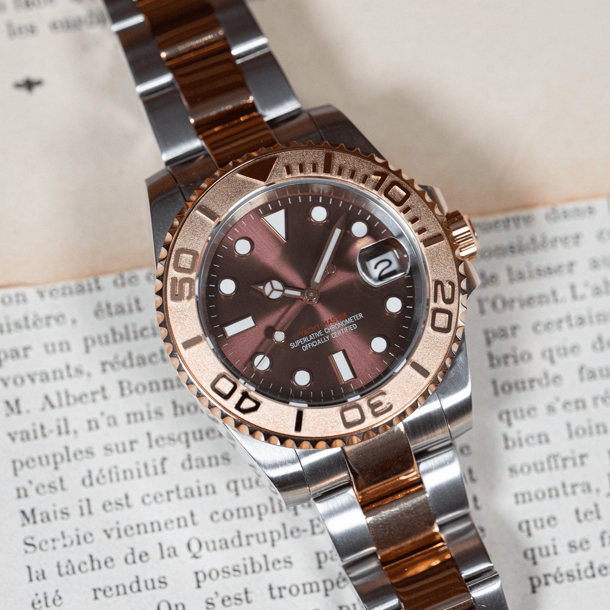 MOD YACHTMASTER - BI - TON PINK GOLD - MONTRE A PAPY - Montre automatique seiko mod avec