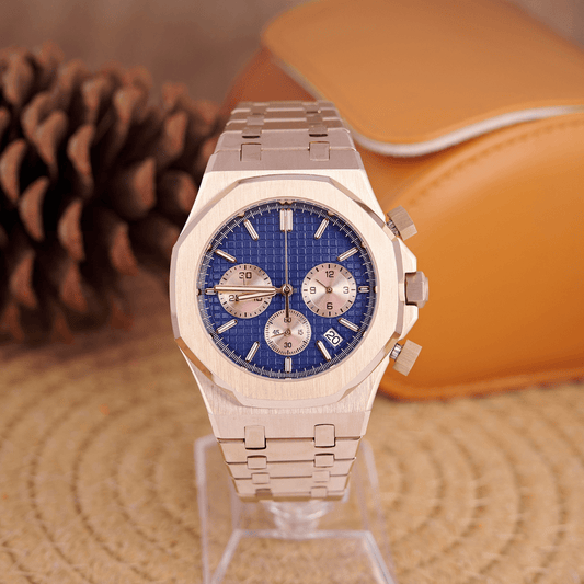 MOD OAK BLUE PINKGOLD 2 - MONTRE A PAPY - Montre automatique seiko mod Avec