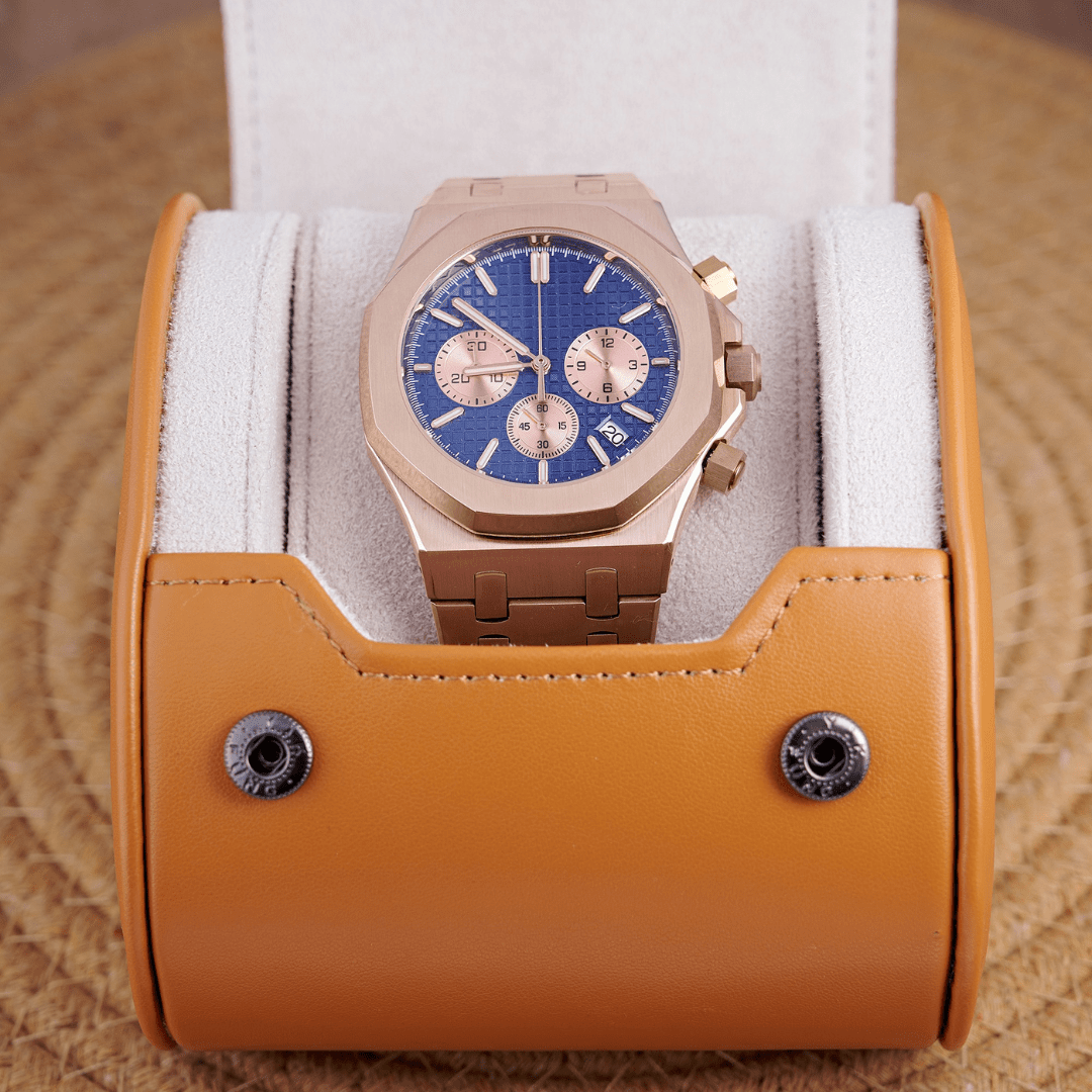 MOD OAK BLUE PINKGOLD 2 - MONTRE A PAPY - Montre automatique seiko mod Avec