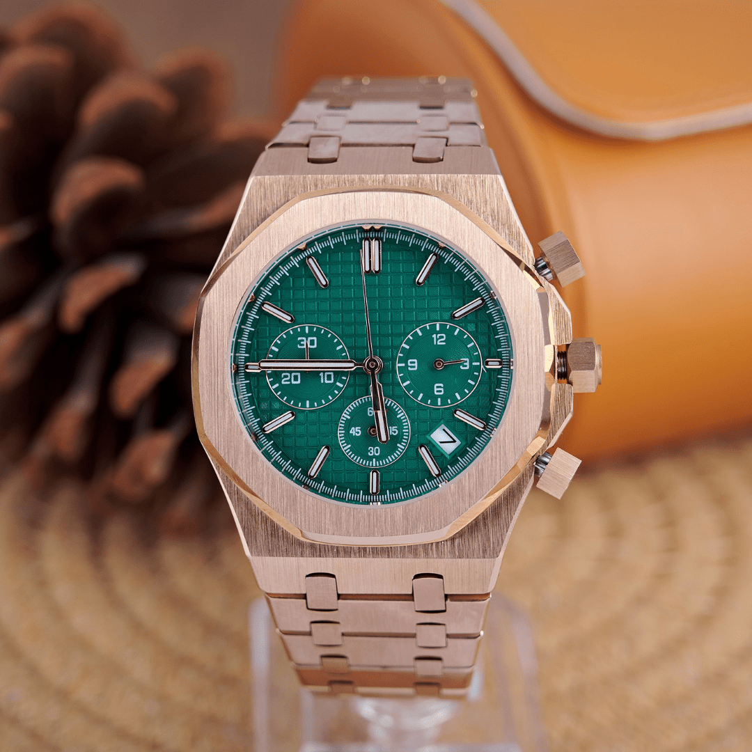 MOD OAK GREEN PINKGOLD - MONTRE A PAPY - Montre automatique seiko mod Avec