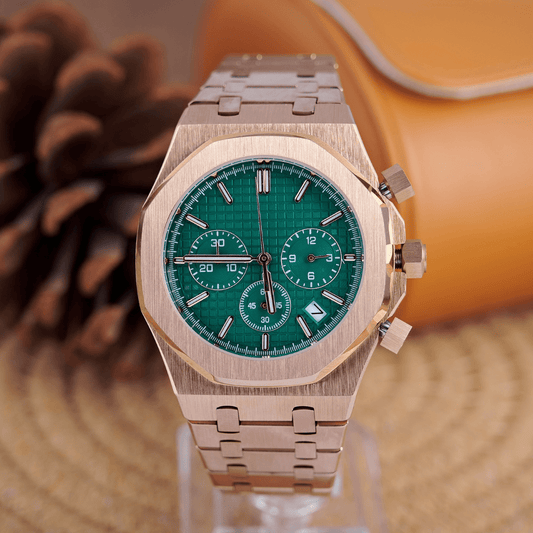 MOD OAK GREEN PINKGOLD - MONTRE A PAPY - Montre automatique seiko mod Avec