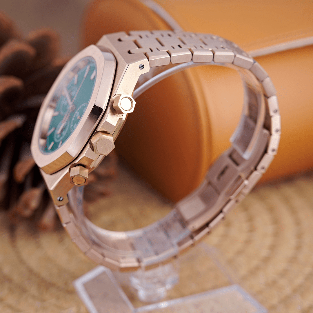 MOD OAK GREEN PINKGOLD - MONTRE A PAPY - Montre automatique seiko mod Avec