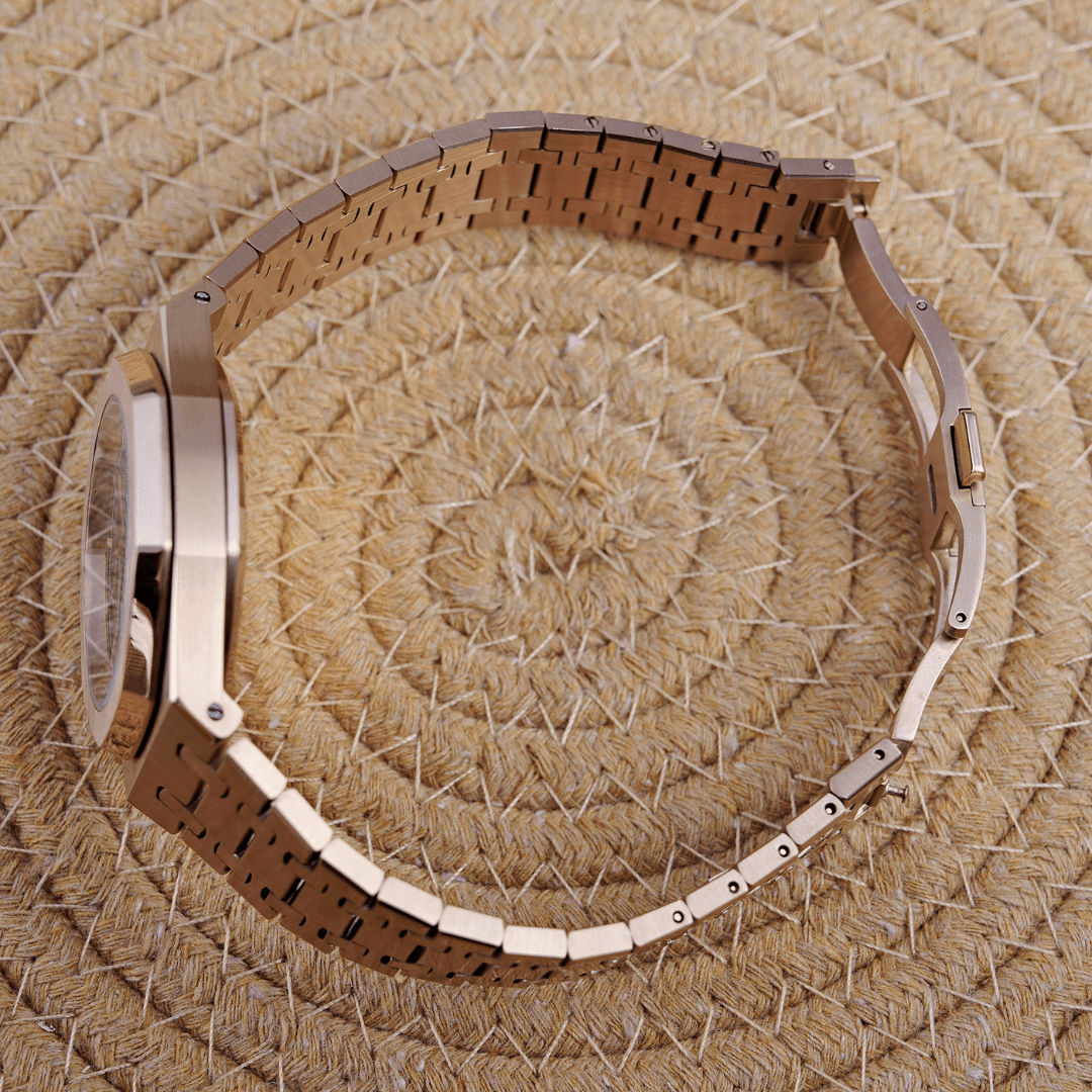 MOD OAK BROWN PINKGOLD - MONTRE A PAPY - Montre automatique seiko mod Avec