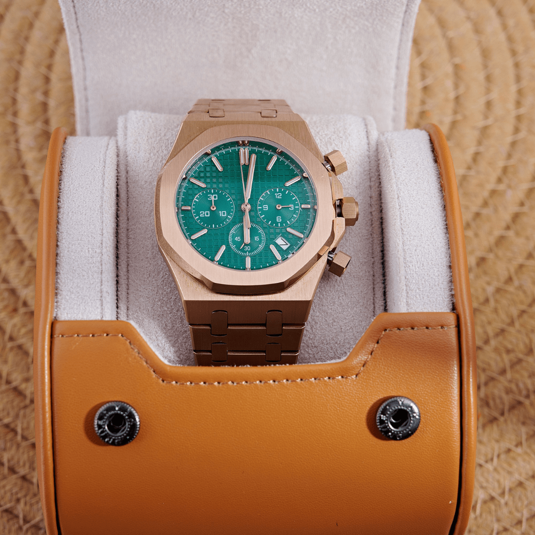 MOD OAK GREEN PINKGOLD - MONTRE A PAPY - Montre automatique seiko mod Avec