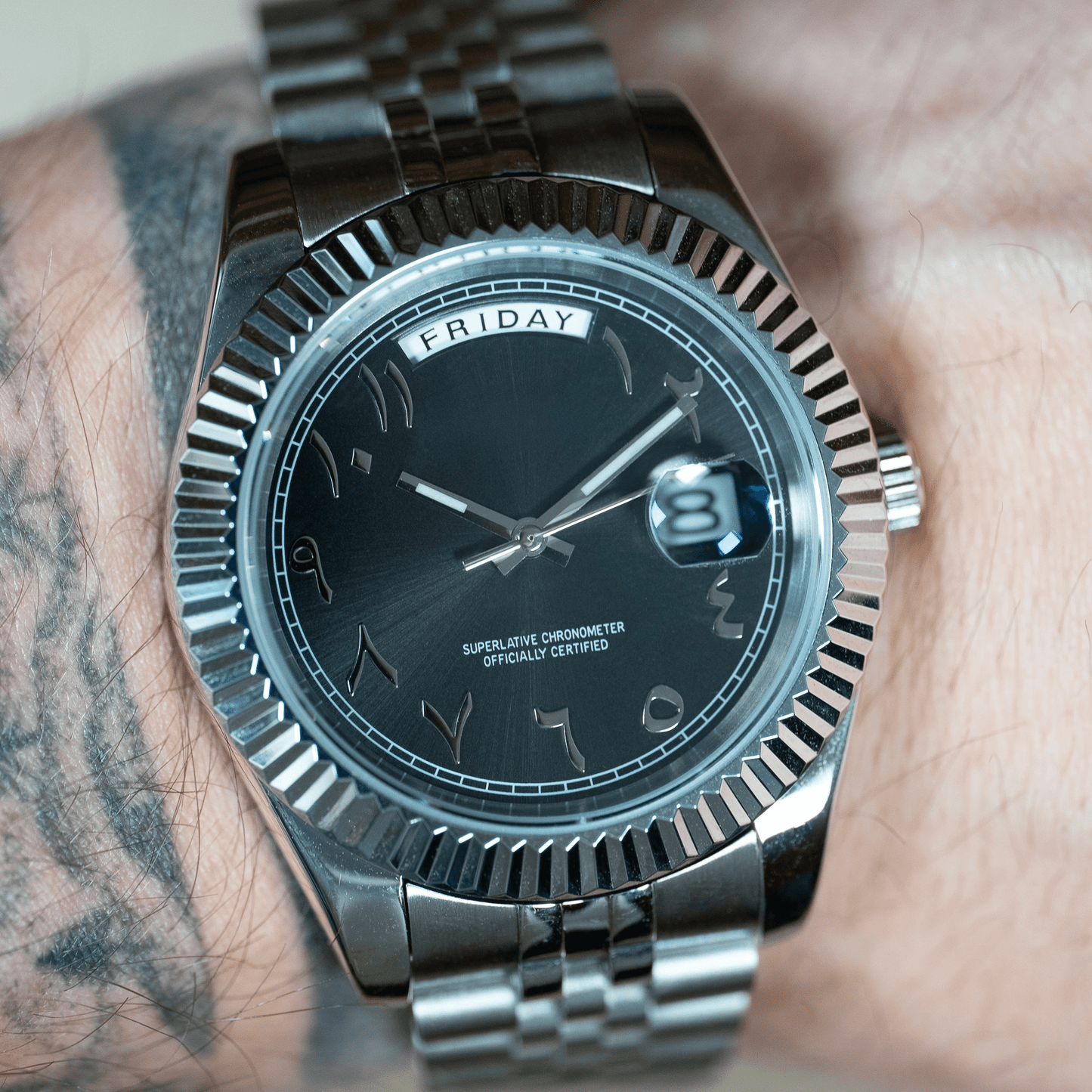 DAY DATE ARABIC NOIR - MONTRE A PAPY - Montre automatique seiko mod avec