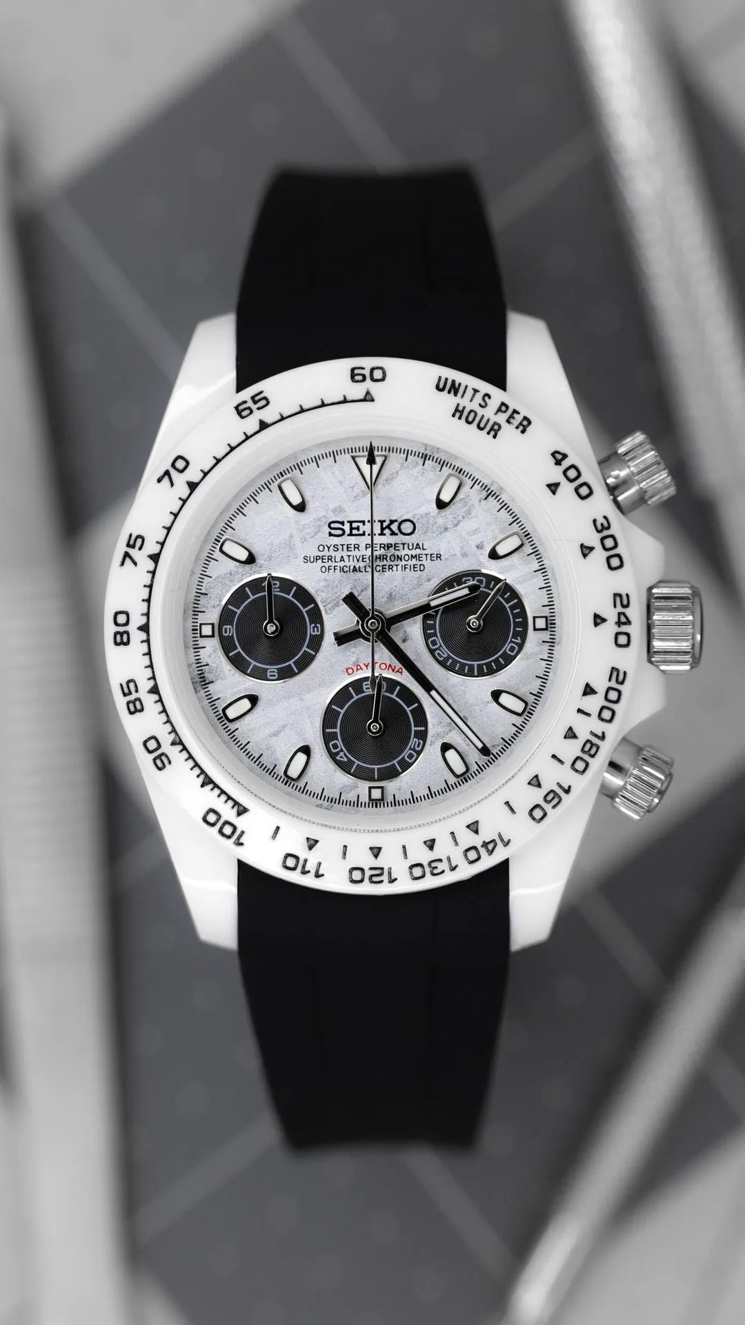 MOD DAYTONA - WHITE CERAMIC - MONTRE A PAPY - Montre automatique seiko mod