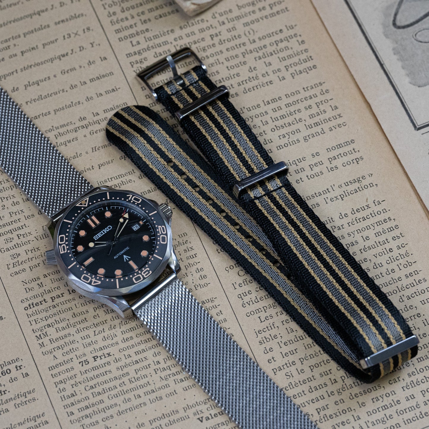 MOD SEAMASTER - 007 JAMES BOND - MONTRE A PAPY - Montre automatique seiko mod avecmilanais