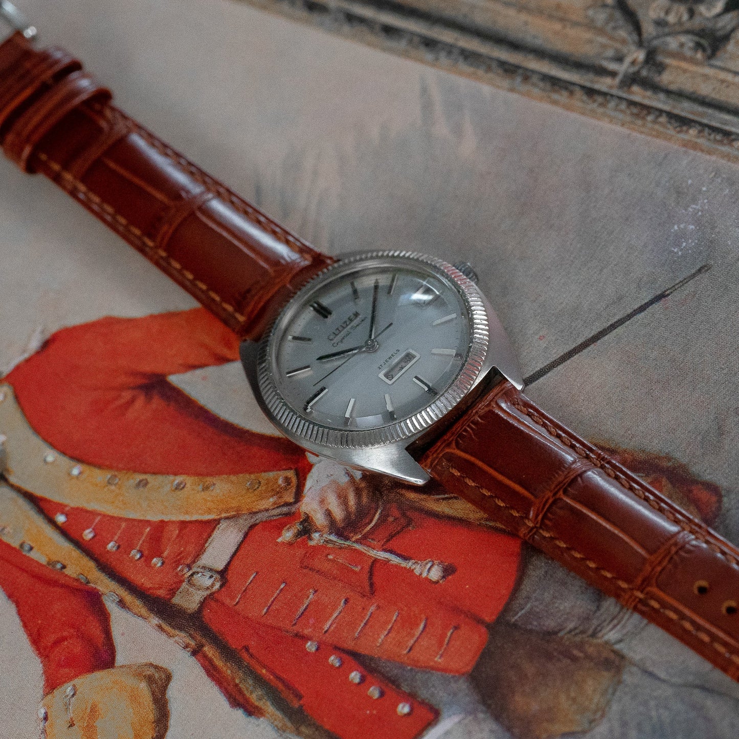 Bracelet montre cuir croco - MONTRE A PAPY - Montre automatique seiko mod 18mmBlue