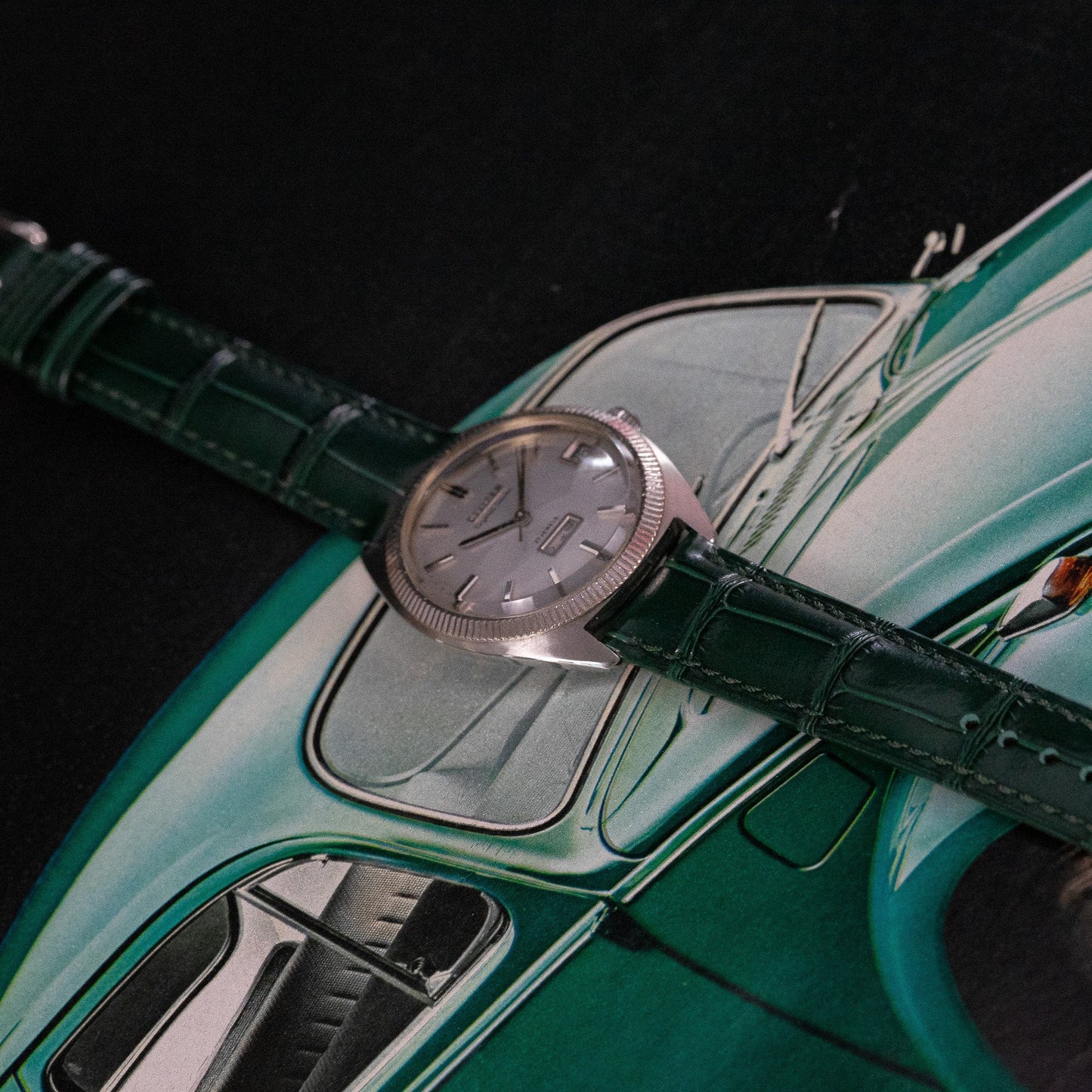Bracelet montre cuir croco - MONTRE A PAPY - Montre automatique seiko mod 18mmBlue