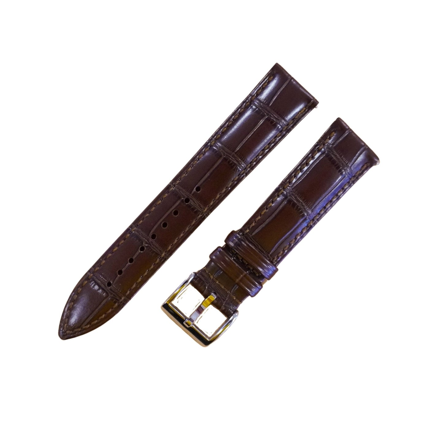 Bracelet montre cuir croco - MONTRE A PAPY - Montre automatique seiko mod 18mmBrown