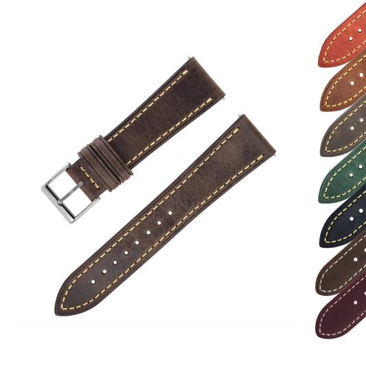 Bracelet montre cuir Héritage - MONTRE A PAPY - Montre automatique seiko mod 18mmCamel